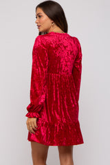 Red Velvet Long Sleeve Maternity Dress