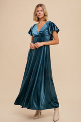 Teal Velvet Maternity Maxi Dress