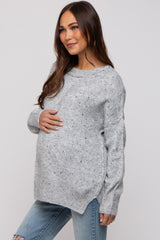 Grey Speckled Knit Maternity Sweater