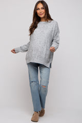 Grey Speckled Knit Maternity Sweater