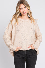 Beige Speckled Knit Maternity Sweater