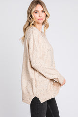 Beige Speckled Knit Sweater