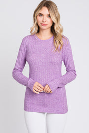 Lavender Ribbed Long Sleeve Top