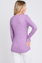 Lavender Ribbed Long Sleeve Top