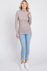 Mocha Ribbed Long Sleeve Turtle Neck Top