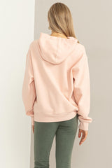 Light Pink Front Pocket Hooded Fleece Sweatshirt