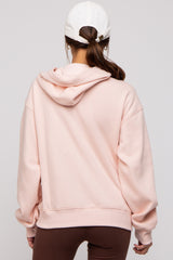 Light Pink Front Pocket Hooded Fleece Maternity Sweatshirt