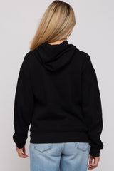 Black Front Pocket Hooded Fleece Maternity Sweatshirt