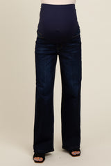 Navy Blue Basic Wide Leg Maternity Jeans