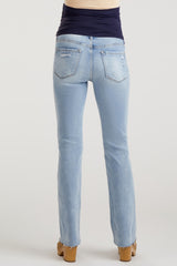 Light Blue Distressed Bootcut Maternity Jeans