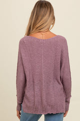 Lavender Chunky Knit Side Slit Maternity Sweater