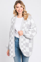 Heather Grey Checkered Maternity Cardigan Sweater