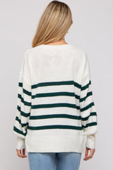 Forest Green Striped Oversized Side Slit Maternity Sweater