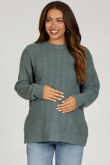 Olive Pattern Knit Maternity Sweater