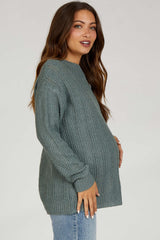 Olive Pattern Knit Maternity Sweater