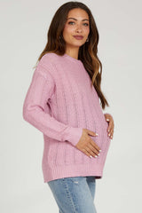 Pink Pattern Knit Maternity Sweater