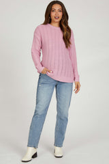 Pink Pattern Knit Maternity Sweater