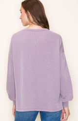 Lavender Ribbed Long Sleeve Top