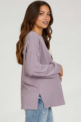 Lavender Ribbed Long Sleeve Maternity Top