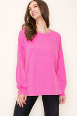 Fuchsia Ribbed Long Sleeve Top