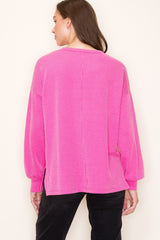 Fuchsia Ribbed Long Sleeve Top