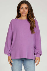 Magenta Ribbed Long Sleeve Maternity Top