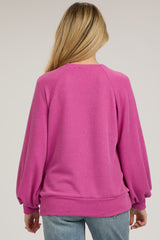 Magenta Ribbed Long Sleeve Maternity Top