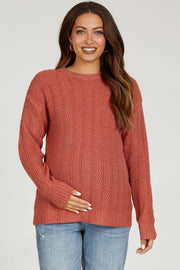 Rust Pattern Knit Maternity Sweater