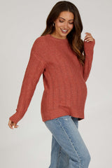 Rust Pattern Knit Maternity Sweater