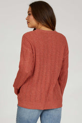 Rust Pattern Knit Maternity Sweater