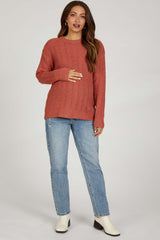 Rust Pattern Knit Maternity Sweater