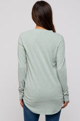 Mint Green Long Sleeve Curved Hem Maternity Top