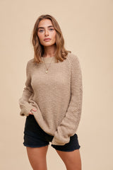 Taupe Open Knit Maternity Sweater