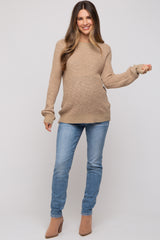 Taupe Open Knit Maternity Sweater