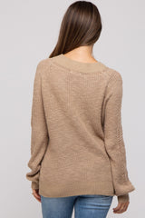 Taupe Open Knit Maternity Sweater