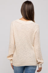 Cream Open Knit Maternity Sweater