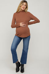 Navy Blue Raw Hem Crop Flare Maternity Jeans