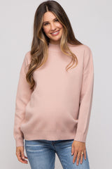 Light Pink Mock Neck Maternity Sweater