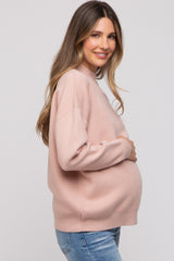 Light Pink Mock Neck Maternity Sweater