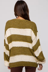 Olive Striped Knit Maternity Sweater