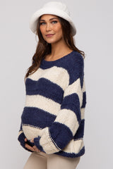 Navy Striped Knit Maternity Sweater