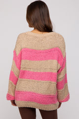 Pink Striped Knit Maternity Sweater