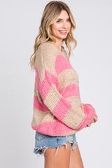 Pink Striped Knit Sweater