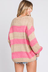 Pink Striped Knit Sweater