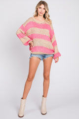 Pink Striped Knit Sweater