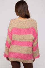 Pink Striped Knit Maternity Sweater