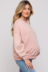 Pink Dropped Shoulder Maternity Sweatshirt