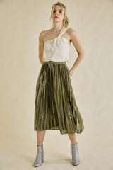 Gold Accordion Glitter Pleat Maxi Skirt