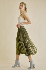 Gold Accordion Glitter Pleat Maxi Skirt