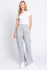 Heather Grey Fleece Cargo Maternity Sweatpants